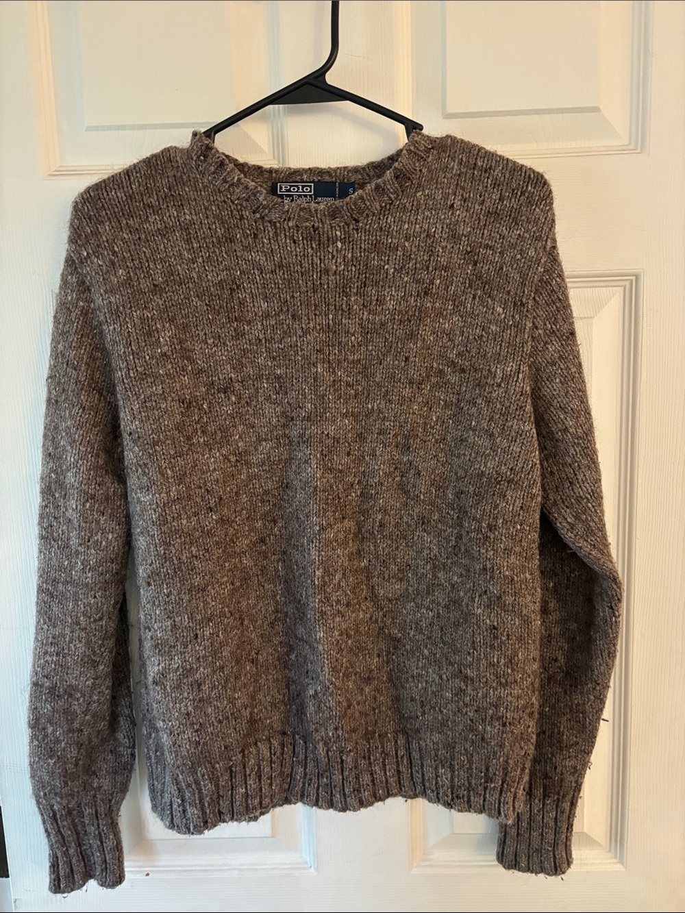 Wool Blend Polo by Ralph Lauren Brown Marled Crewneck Sweater